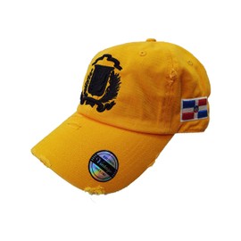 Adjustable Vintage Cap Dominican Republic Shield and Flag Cap (Yellow Gold/Black Shield)