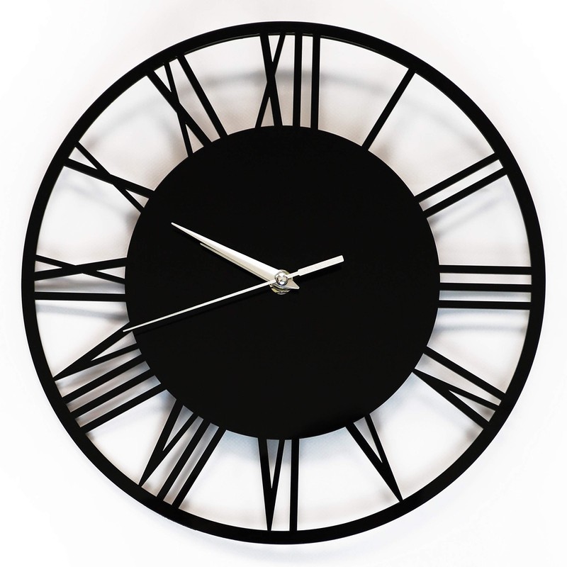 WALPLUS 30cm(11.8") Diameter Acrylic Gloss Roman Wall Clock Black Home