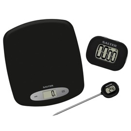 Salter 1008 GSBKXR 3-Piece Measuring Set - Kitchen Scale, Instant Read Thermometer & Timer, Kitchen Beginners Set, Air Fryer Probe, 5kg Digital Scale, Thermometer with 0.1 °C Graduations, Easy Read