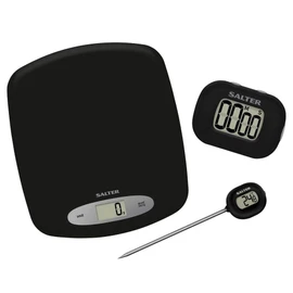 Salter 1008 GSBKXR 3-Piece Measuring Set - Kitchen Scale, Instant Read Thermometer & Timer, Kitchen Beginners Set, Air Fryer Probe, 5kg Digital Scale, Thermometer with 0.1 °C Graduations, Easy Read