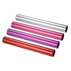PATIKIL Relay Track Baton, Aluminum Tube Field Running Race Stick Corrosion Resistant for Outdoor Athletics Sport Game Practice Tool, Red Purple Pink Silver