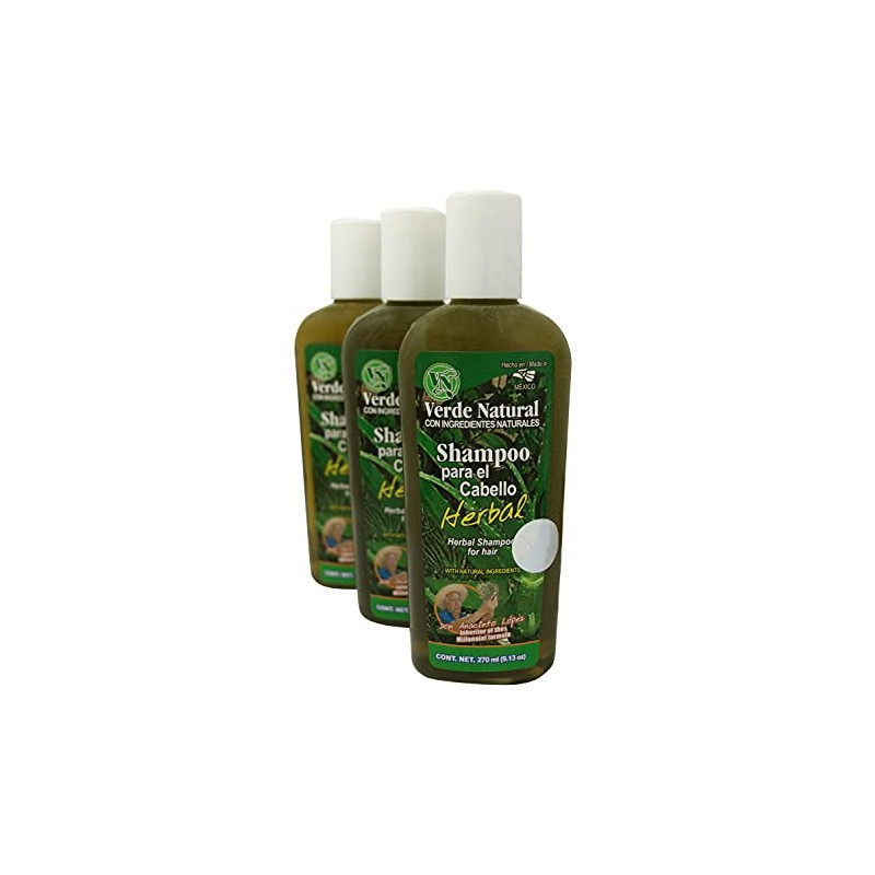 VERDE NATURAL - Shampoo Herbal Anti Caída - 3 botellas