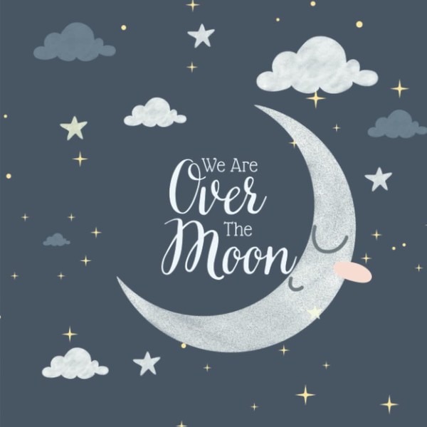 We Are Over The Moon: Baby Shower Guest Book Moon