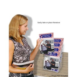 Brochure Holder with Hanging Hardware 4 Tiers for 4" or 8.5" Inch Trifolds or Magazines Graphics and Flyers Space Saving Wall or Counter Clear Acrylic Organizer by Marketing Holders