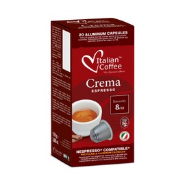 Nespresso compatible capsules Italian Coffee Espresso pods (Crema, 100 Aluminium Pods)