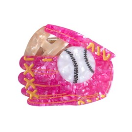 Novelty Baseball Glove Hair Clip,Cute Acetate Claw Clips,Big Hair Clips for Women,Pink