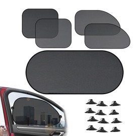 車用メッシュサンシェード 吸盤式 車用 日よけ5点セット夏用遮熱 運転席助手席遮光サンシェード汎用性カー用品フロントガラス 日よけ 折りたたみ 簡単着脱