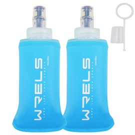 Soft Flask, Hydration, Running Bottle, Water Bottle, 5.1 fl oz (150 ml), 250 ml/500 ml, Foldable, Includes Dustproof Cap, Lightweight, Tralan, Marathon, Hiking, Climbing (Light Blue, 5.1 fl oz (150