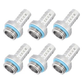 sourcing map Hose Barb Fittings G1/4 x 9mm Thread Male Aluminum Pipe Fitting Adapter for Water Cooling System Pack of 6