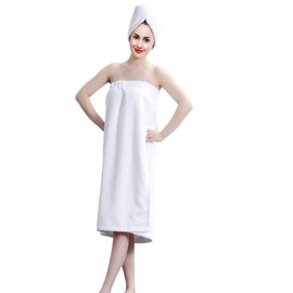 Yosoo Toalla para Mujer Toallas de Baño de Algodón de Bambú con Baño de Ducha, Cierre Ajustable, Gimnasio, Piscina, Vestido, Bata, Microfibra Absorbente, Sexy, SPA, Baño, Cubierta, Toalla(Blanco)