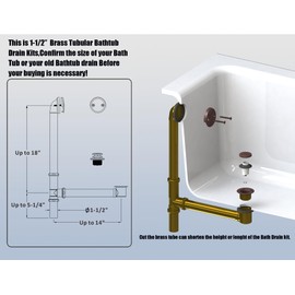 Artiwell 1-1/2" Brass Tubular Bath Drain Kit with Tip-Toe Bath Drain Stopper, Touch-Toe Tub Drain, Tip Toe Bathtub Drain Waste and Overflow With Plug and Bathtub Overflow Drain Cover,Oil Rubbed Bronze