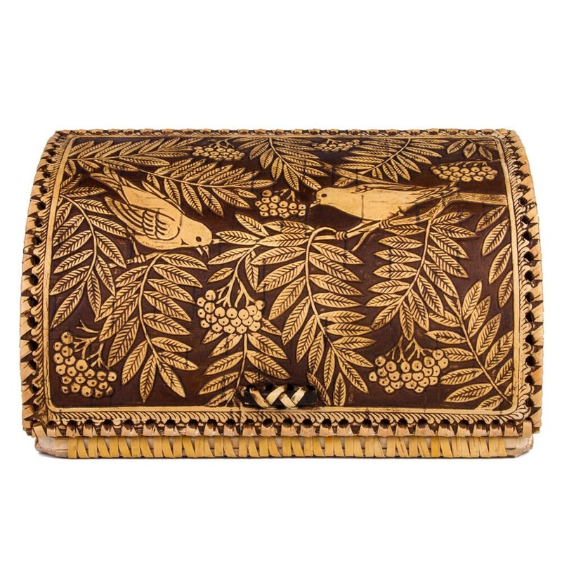 STP GOODS Birds Pattern Birch Bark Bread Box, Large Capacity