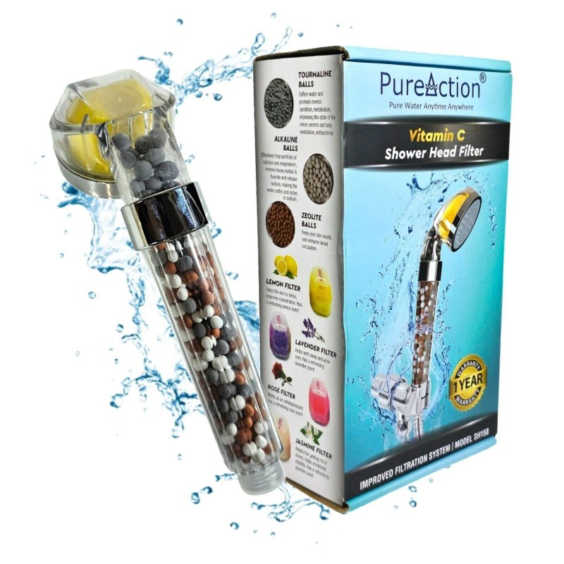 PureAction Vitamin C Shower Head Filter w/Hose & Replacement Filters,