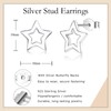 Glintara Silver Star Stud Earrings for Women, 925 Sterling Silver