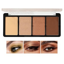 Matte & Glitter 4-Color Eyeshadow Palette, Natural Makeup Palette with Shimmer and Brown Shades, Long-Lasting Formula