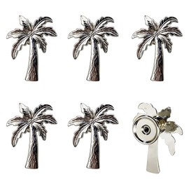 WBNYX Silver Palm Tree Cabinet Knobs - 6 Pcs Coconut Tree Drawer Pulls for Dresser, Cupboard, Furniture, Kitchen & Home Decor - Single Hole Handles