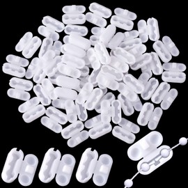 PAGOW 50 Pcs Plastic Chain Connector, Replacement Vertical Roman Roller Blind Ball Chain Cord Connector Clips, Beaded Chain for Roller Shades and Vertical Blinds (White)
