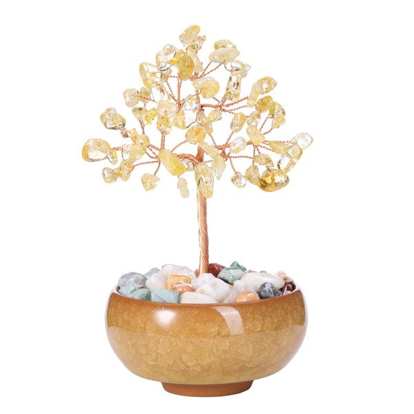 Jovivi Citrine Crystal Trees Gemstone Healing Crystals Money Tree Bonsai