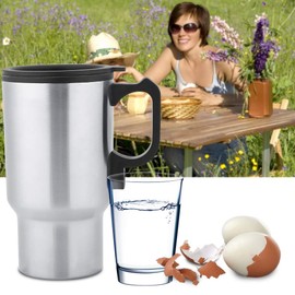 Stainless Steel Heating Cup 12V 450ml Electric Car Heating Coffee Milk Cup Cup Hot Water Bottle for Travel Picnic Camping Outdoor