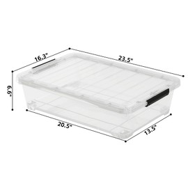 AnnkkyUS 4 Packs 25 L Plastic Under Bed Boxes with Wheels, Flat Stackable torage Bins with Lids