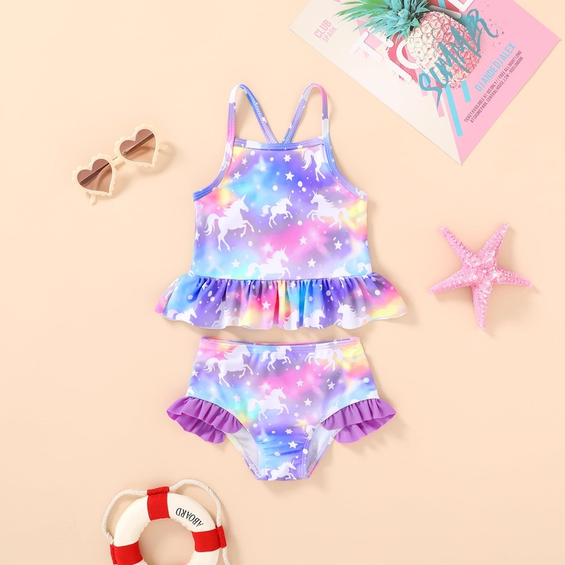 YOUNGER TREE Toddler Baby Girl Rashguard Sets Long Sleeve Swimsuit