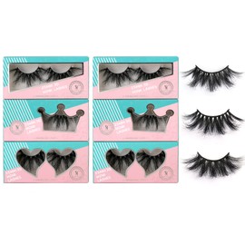 SY SHUYING 6 Pairs 25mm Mink Lashes 3D Real Mink Eyelashes Dramatic Fluffy False Eyelashes 100% Handmade 6D Wispy Cross Long Thick Soft Reusable Fake Eye Lahses (Doll Honey Queen)