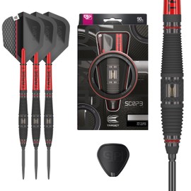Target Darts Scope Steel Tip Swiss Point Darts, 90% Tungsten Dart Set, Barrel 03-25G, Steel Tip Dart Sets, Red & Black Darts, Professional Dart Set with Swiss Points & Tools