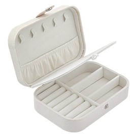 LUOHONG Jewellery Box 16.5 x 11.5 x 5.5 cm, Small Travel Case for Women, Jewellery Organiser for Rings, Earrings, Necklaces (White)