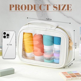 Kigeli 4 Pcs Clear Makeup Bag Car Organizer Essentials Transparent Travel Bags for Toiletries, Small Cosmetic Case with Zipper Waterproof Leather Make up Pouch for Car Women Gift (White)