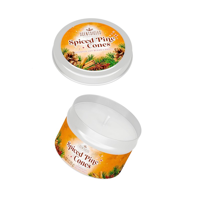 Scentsicles, Spiced Pine Cones, 6 Oz Soy Blend Candle, 25