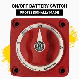 Spartan Power Battery ON/Off Disconnect Switch 300A - Ignition Protected, Heavy Duty Cutoff Switch for RV, Marine, and Automotive Battery - 12V to 48V - Red