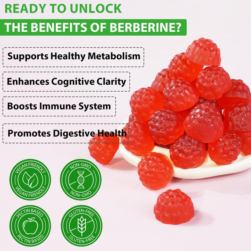 Berberine Gummies with Ceylon Cinnmon, Berberine Supplement for Digestive Health,
