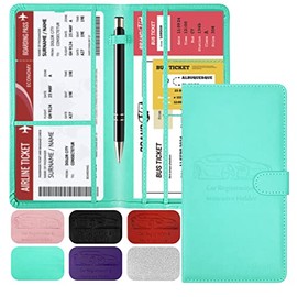 Car Registration and Insurance Card Holder with Magnetic Closure, Leather Vehicle Glove Box Automobile Documents Paperwork Wallet Case Organizer for ID, Driver's License, Key Contact Information Cards