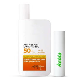 Sunscreen Bundle - LRP Anthelios UVMune 400 Ultra-Light Invisible Fluid SPF50+ 50ml + Ketts SPF15 Lip Balm | Non-Perfumed Sunscreen for Sensitive Skin | Travel size, Ideal for Holiday