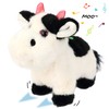 Cuteoy Walking Black Cow Stuffed Animal Speaking Moo Plush Cattle