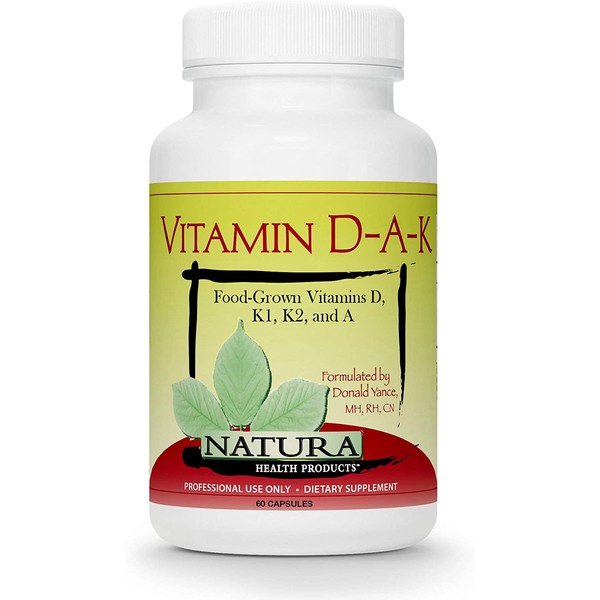 Natura Health Products - Vitamin D-A-K, Bone, Heart and Vision Supplement - with Strength Supporting Vitamins D3 5000 IU, K1, K2, and Vitamin A from Carotenoids- 60 Capsules