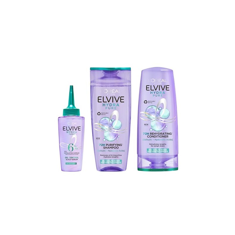 L’Oréal Paris Elvive Hydra Pure Routine for Oily Roots, Scalp