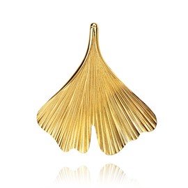 JEVELION Gold pendant with ginkgo leaf pendant gold for women as a necklace pendant with jewellery case + certificate, Gold-plated