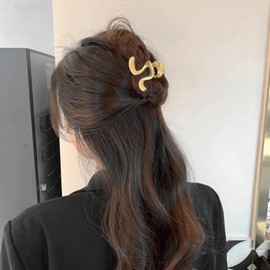 Briskyjp Hair Clip, Small, 2.4 inches (6 cm), Tightly Curled, Hair Accessory, Metal, Banana Clip, For Adults, Korean Style, Simple, Office, Women's, Weighted, Hair Clip, Gold