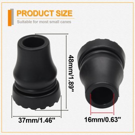 Bonsicoky 2 Pack Cane Tips 5/8 Inch Heavy Duty - Rubber Walking Cane Tips - Non-Slip Sturdy Replacement Cane Tip for Canes, Walking Sticks, Crutches, Hiking Stick