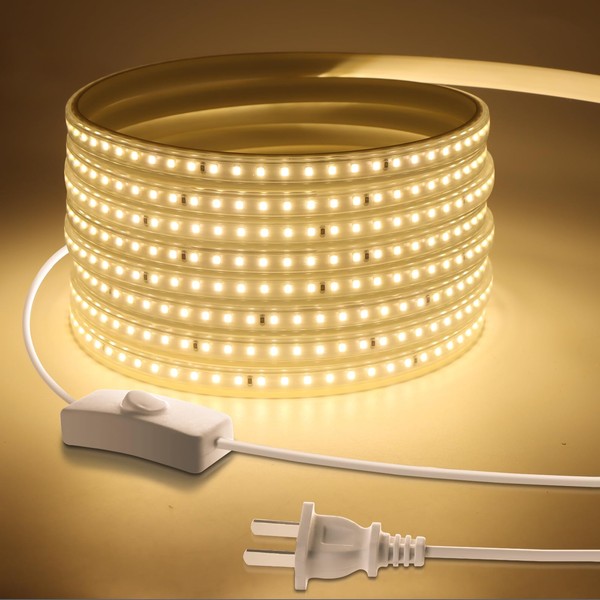 Super Bright Outdoor LED Strip Lights, AC 110V 3500K Flexible