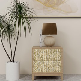 PHINILUX Peel and Stick Wallpaper Boho- Golden Leaf Contact Paper - Removable Floral Wall Adhesive Mural Decorative Modern Leaf - 17 in x 9.8 ft