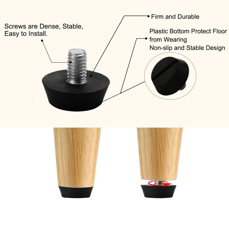 sourcingmap M6 x 10 x 20mm Furniture Glide Leveling Feet