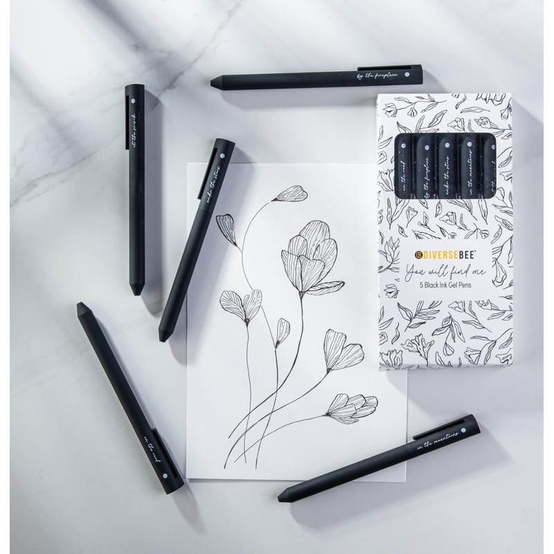 DIVERSEBEE Black Gel Ink Pens, 0.5 mm Gel Pens Fine