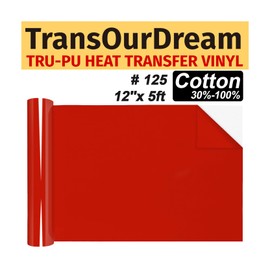 TransOurDream Matte Red HTV Heat Transfer Vinyl Roll for All Cutter Machines - 12'' x 5ft PU Red Iron on Vinyl for T-Shirts - Thin and Easy to Weed