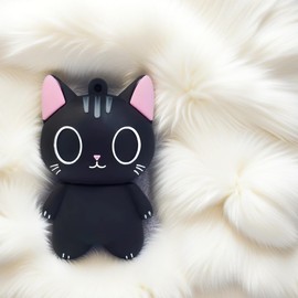 64GB USB 3.0 Flash Drive Cartoon Novelty Silicone Cute Cat Memory Stick Silicone Rubber Ainmal Pendrive Data Storage Black