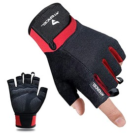 Atercel Workout Gloves for Men and Women, Exercise Gloves for Weight Lifting, Cycling, Gym, Training, Breathable and Snug fit (Red, M)