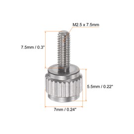 sourcing map 4pcs Vernier Calipers Locking Screws M2.5x7.5mm Round Flat Head Knurled Thumb Knob Bolts