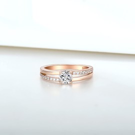 YL Engagement Rings Gold for Women Silver Rings 925 Sterling Silver Wedding Rings Zirconia Promise Rings, Solitaire Simulated Diamond Ring Jewellery