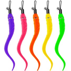 Chaslean Feather Toy, Cat Toy, Natural Bird's Feathers, Includes Bell, Replacement Bird, Caterpillar, Cat Favorite Feather, Pack of 5